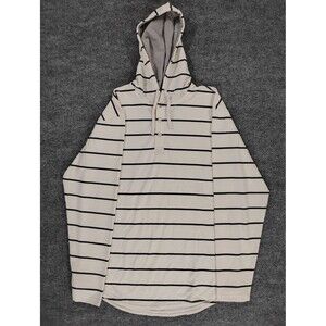 BYLT Basics Drop Cut Hooded Henley Shirt Medium Stretch Jersey Minimalist